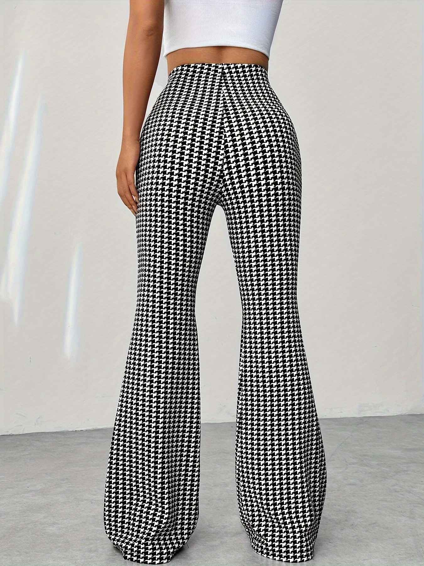 Calça Estampada Espinha de Peixe Cintura Alta