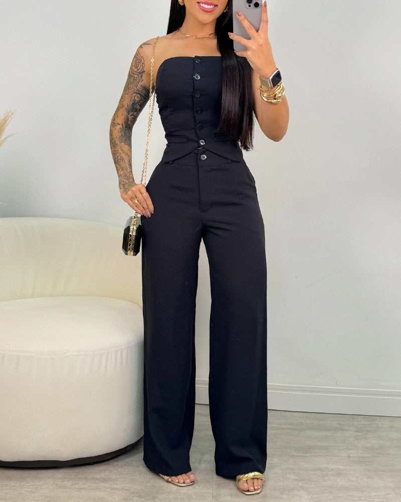 Conjunto 2 Peças Bandeau e Calça Pantalona
