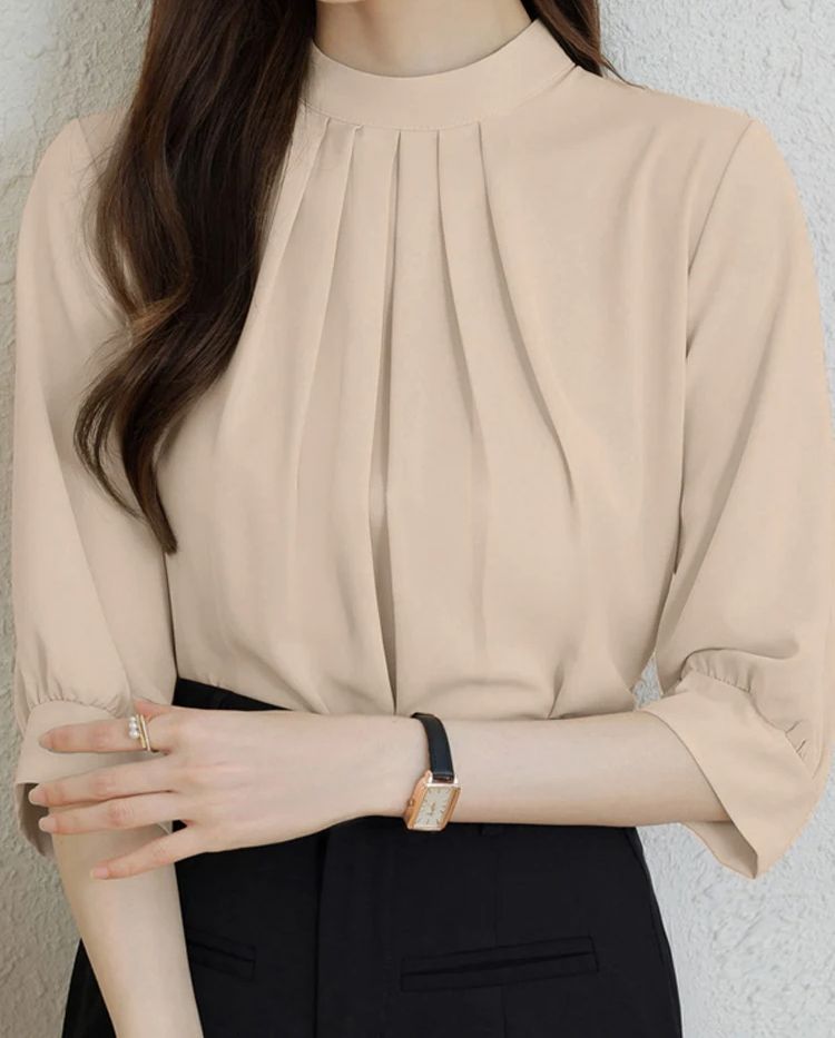 Blusa Túnica com Manga 3/4 e Gola Alta