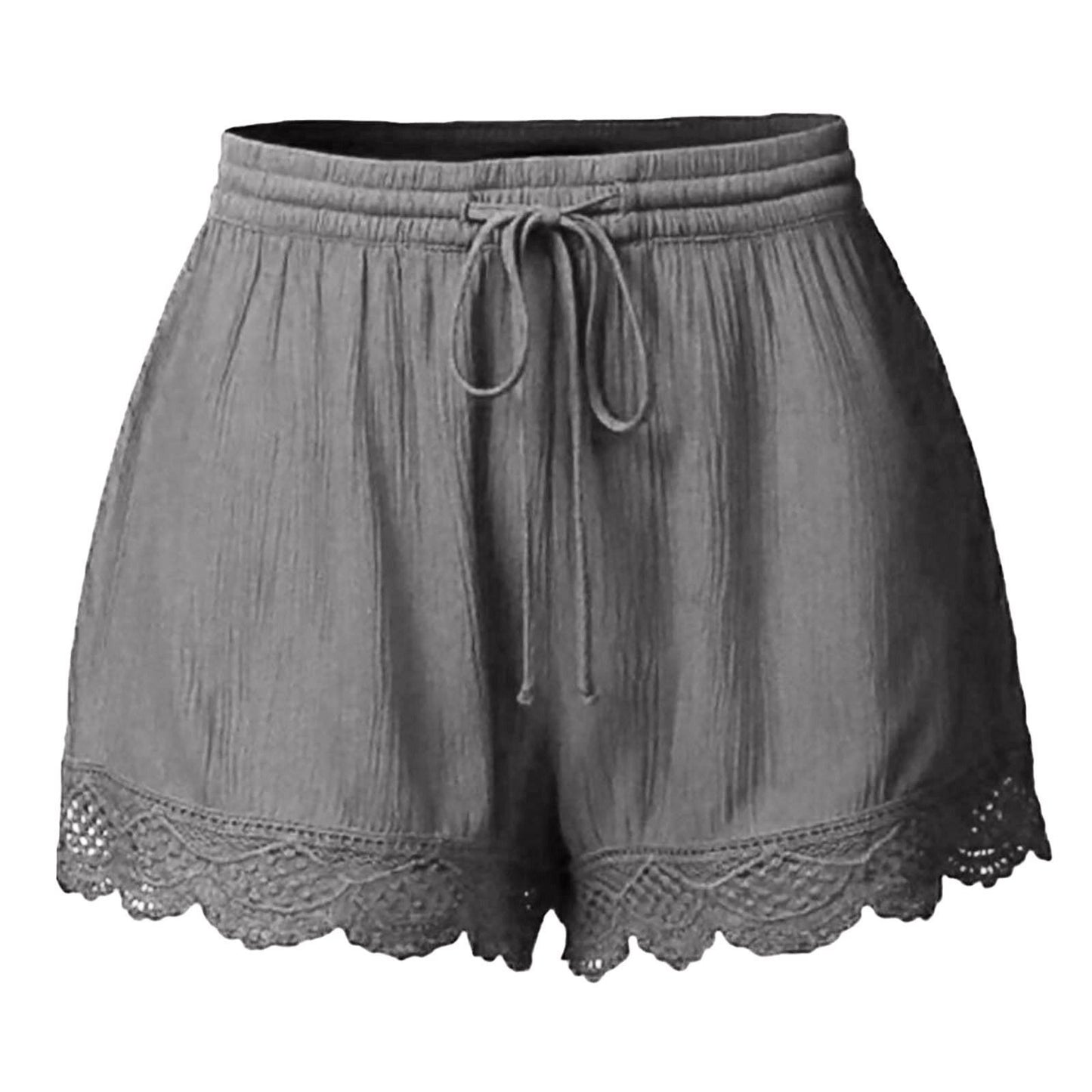 Short de Tecido Grosso com Renda e Cintura Elástica