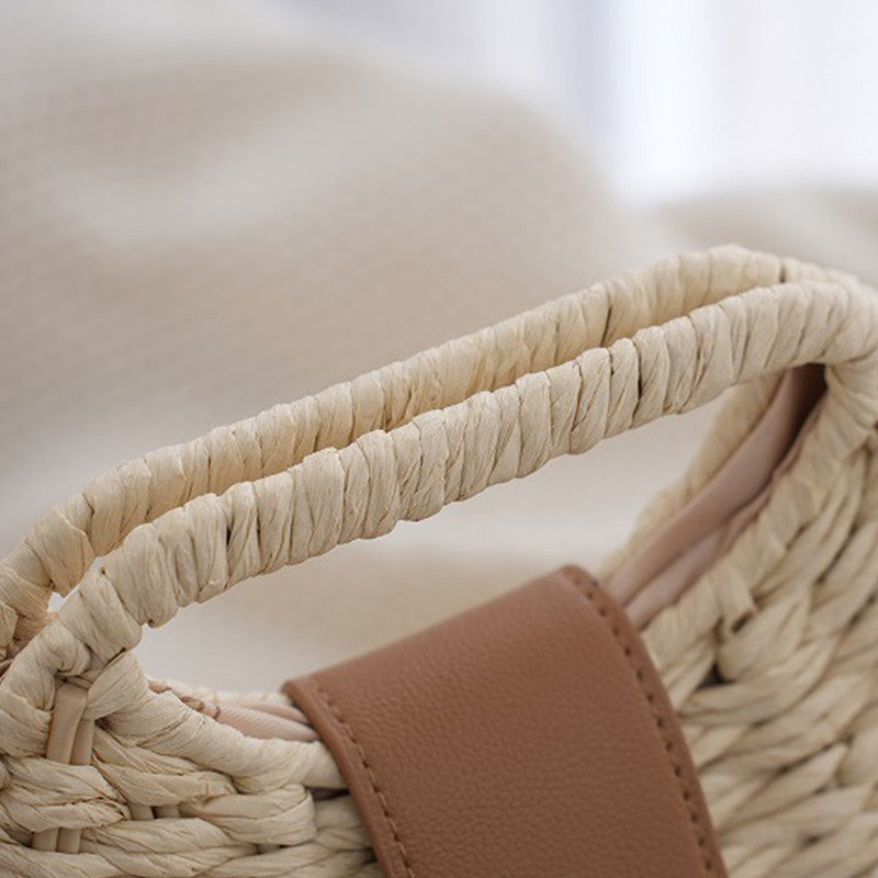 Bolsa feminina de palha, versátil, com alça de ombro, tiracolo e de mão
