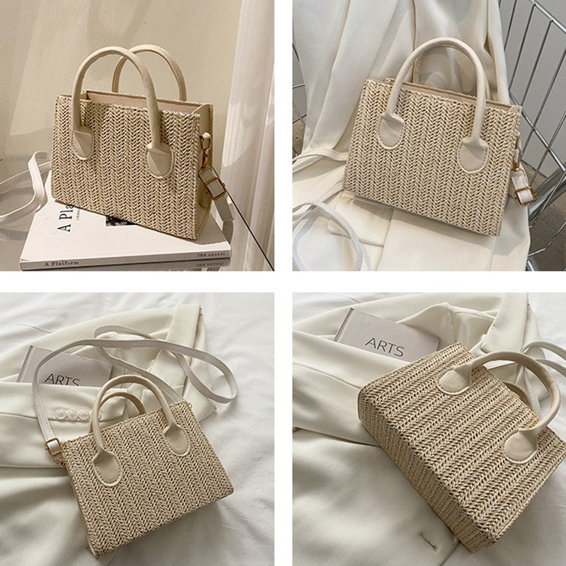 Bolsa feminina pequena em tecido tipo rede, celha com estampa floral, design fresco japonês, para uso no ombro.