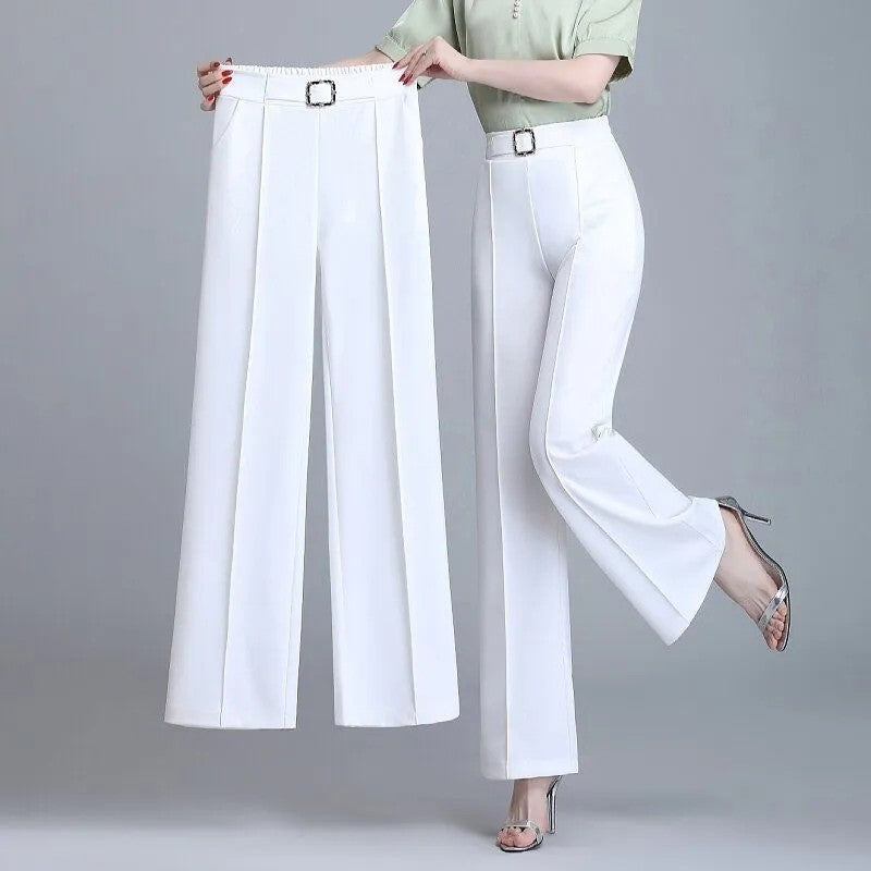 Calça Cintura Alta Reta de Perna Larga