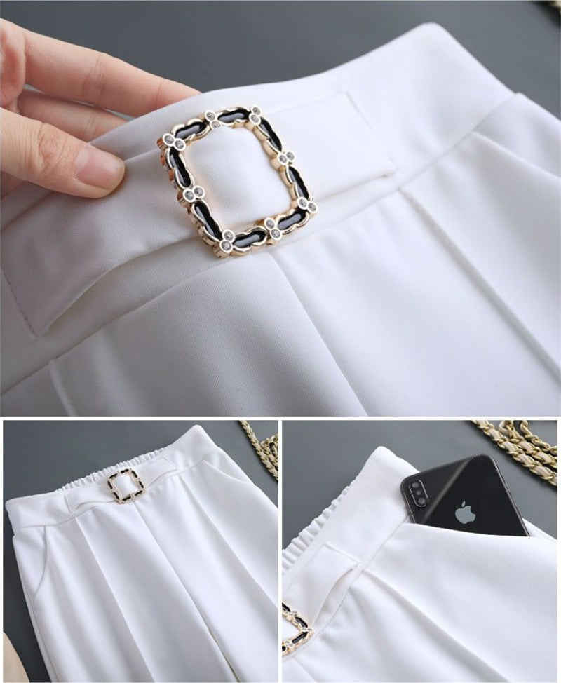 Calça Cintura Alta Reta de Perna Larga