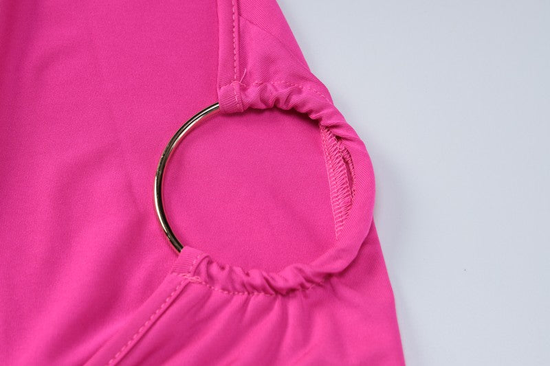 Vestido Longo Um Ombro com Laço Ajustável