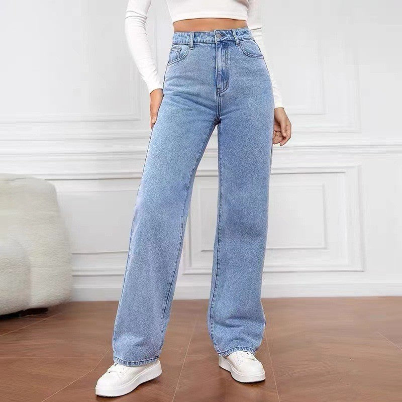 Calça Jeans Cintura Alta Reta Slim