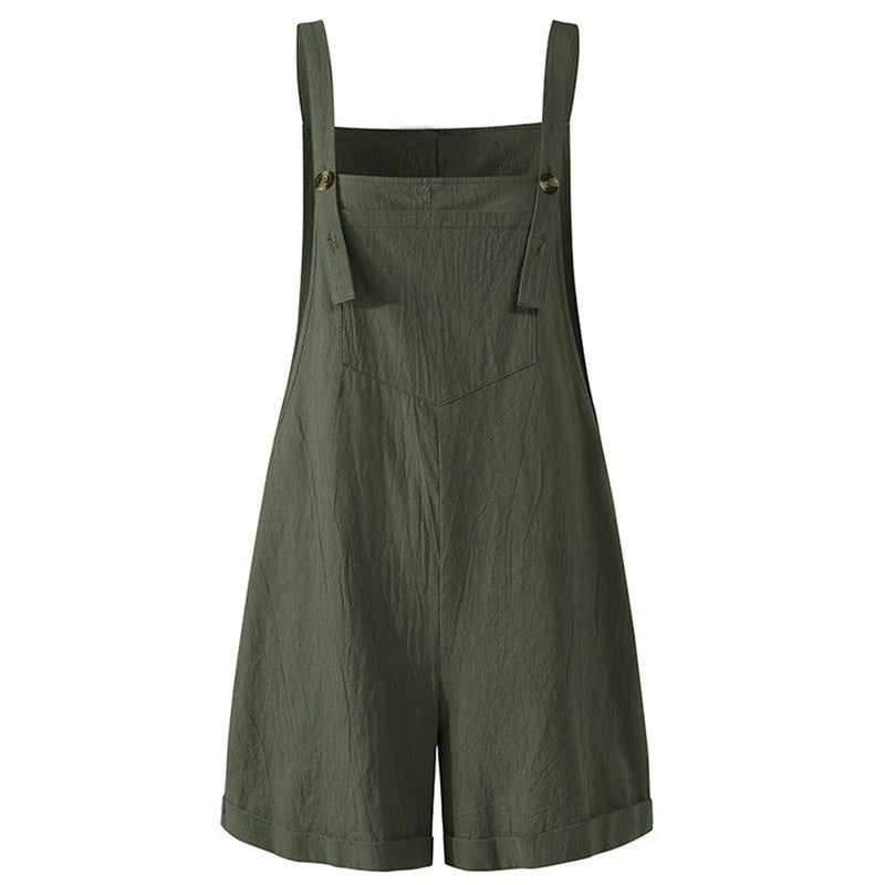 Macacão Curto Solto Sem Mangas com Decote Quadrado