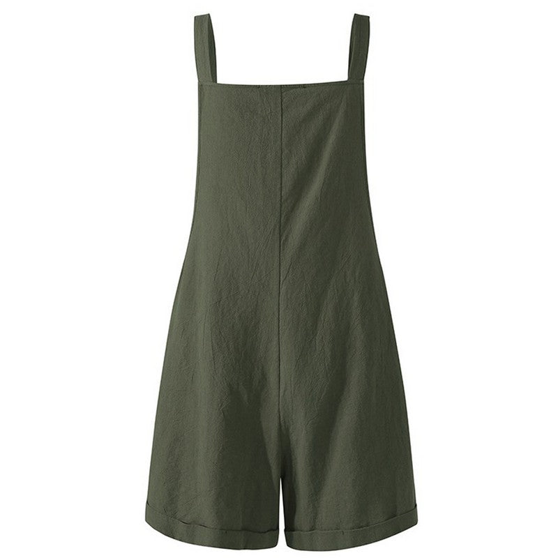 Macacão Curto Solto Sem Mangas com Decote Quadrado