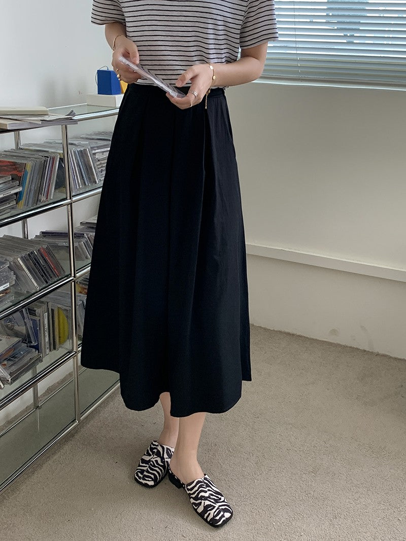 Saia Midi Cintura Alta com Bolsos