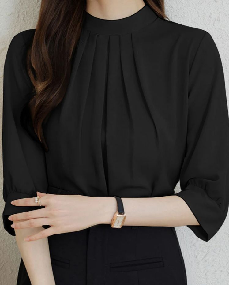 Blusa Túnica com Manga 3/4 e Gola Alta