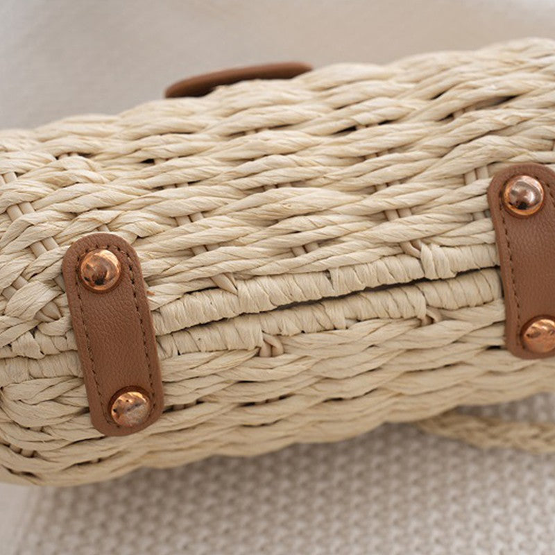 Bolsa feminina de palha, versátil, com alça de ombro, tiracolo e de mão