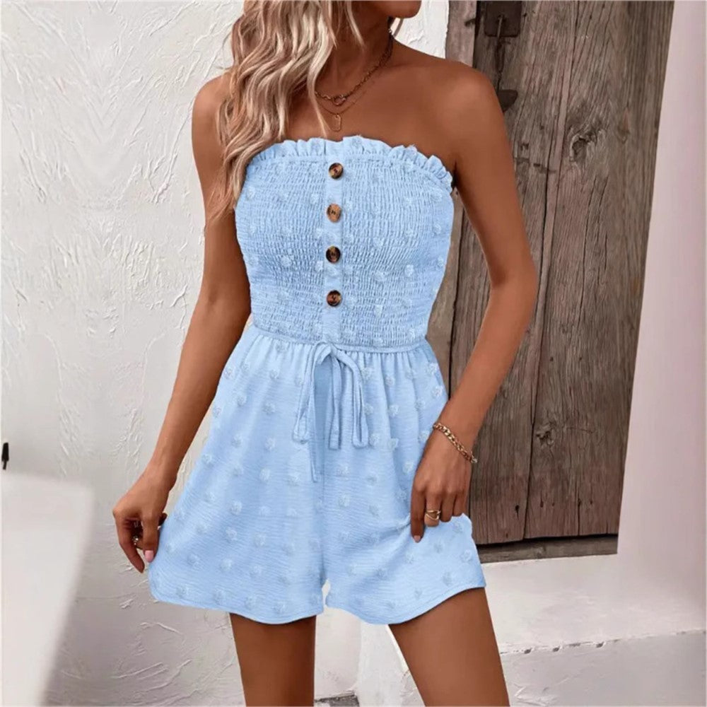 Macacão Curto Rendado Sem Costas