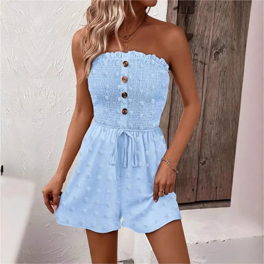 Macacão Curto Rendado Sem Costas