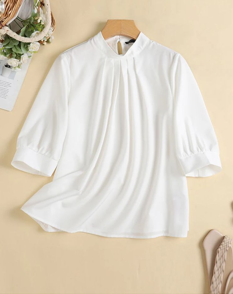 Blusa Túnica com Manga 3/4 e Gola Alta