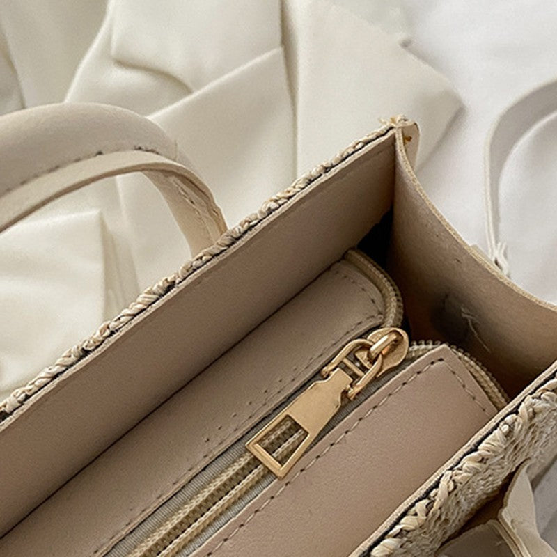 Bolsa feminina pequena em tecido tipo rede, celha com estampa floral, design fresco japonês, para uso no ombro.