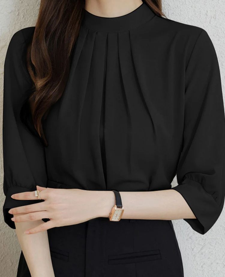 Blusa Túnica com Manga 3/4 e Gola Alta