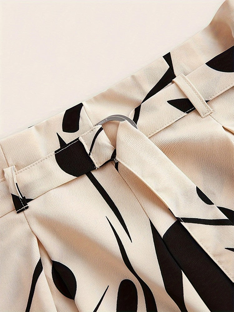 Calça Solta Estampada com Cinto