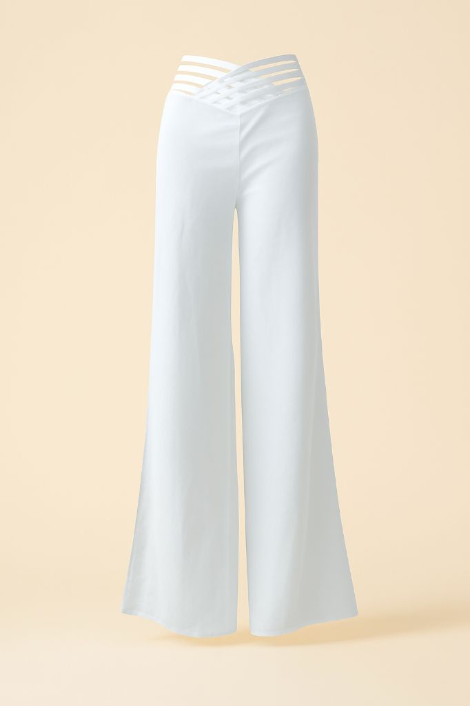 Calça de Linho com Estampa e Perna Larga