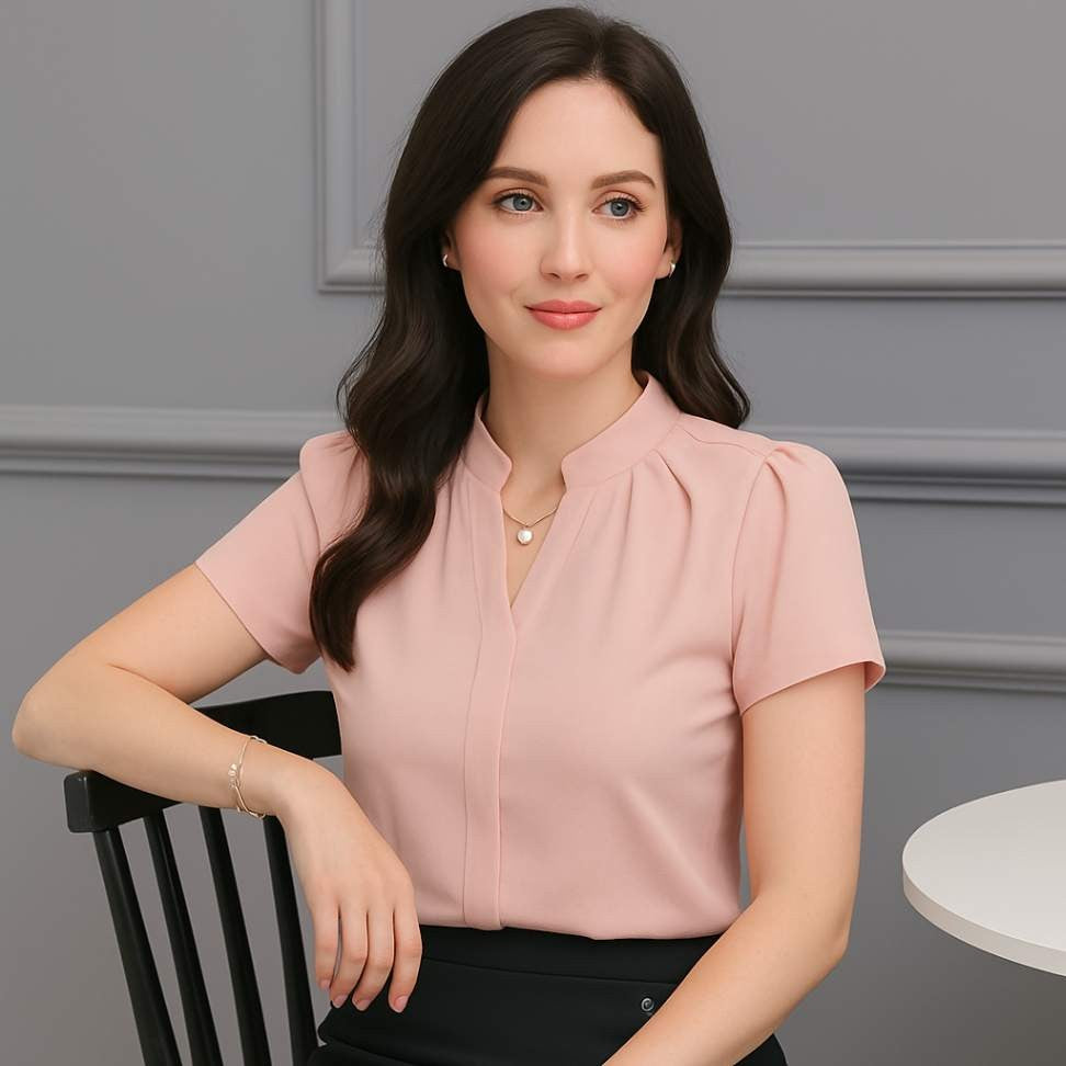 Blusa em Chiffon com Manga Curta