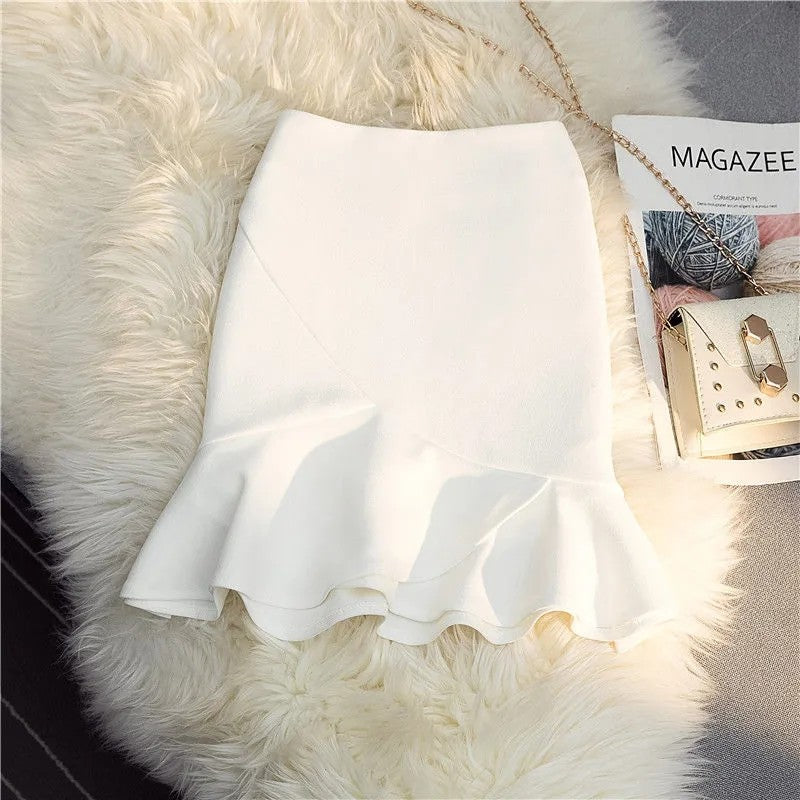 Minissaia Cintura Alta com Babados e Zíper