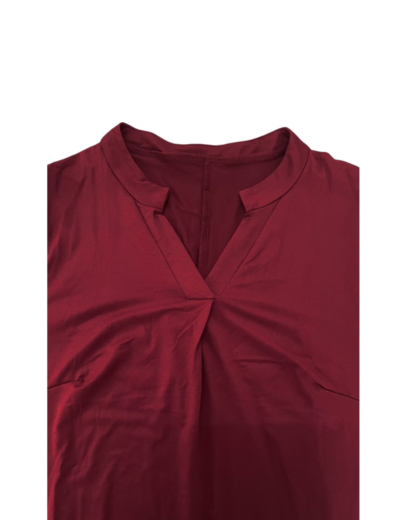 Vestido Solto com Decote V e Manga Folha de Lótus