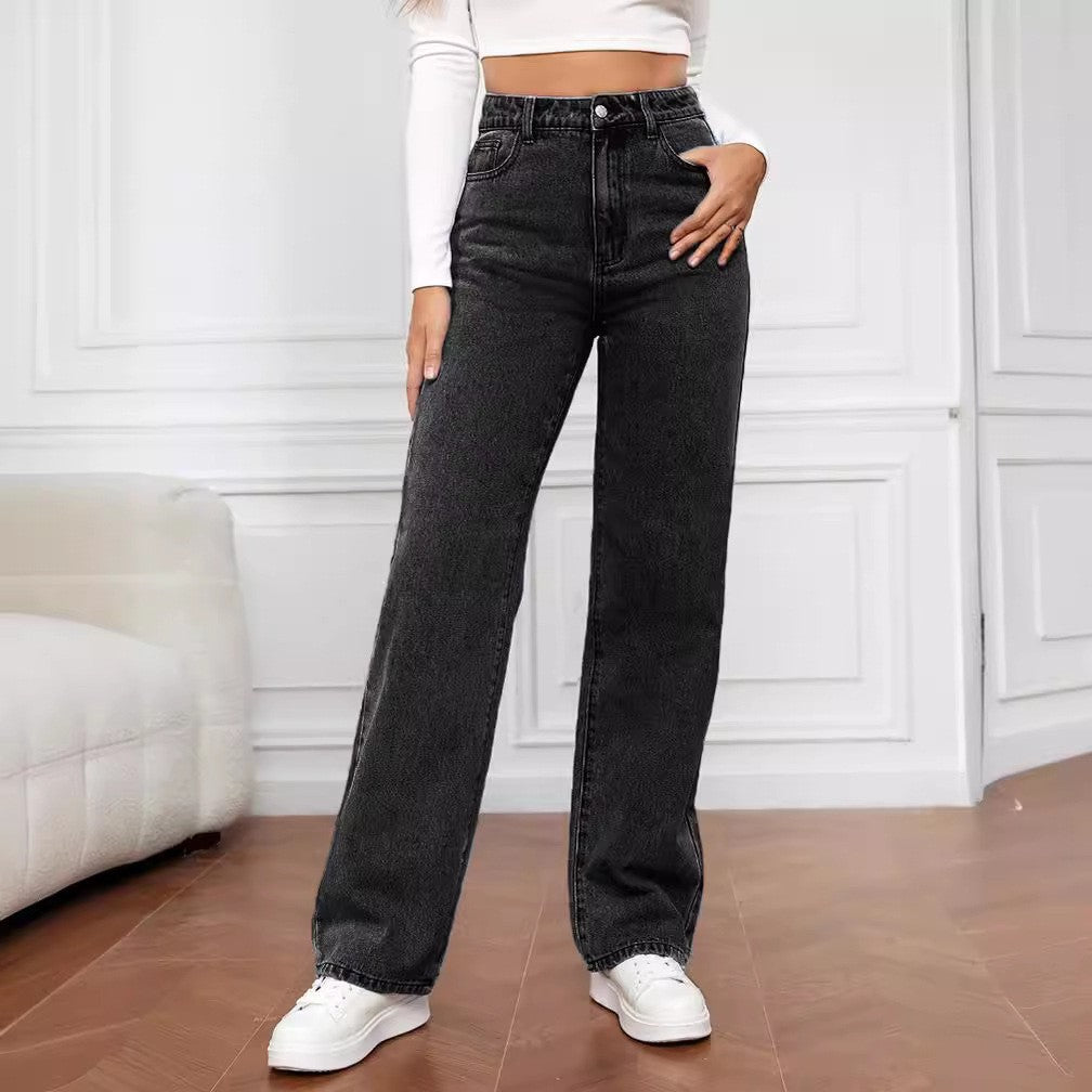 Calça Jeans Cintura Alta Reta Slim