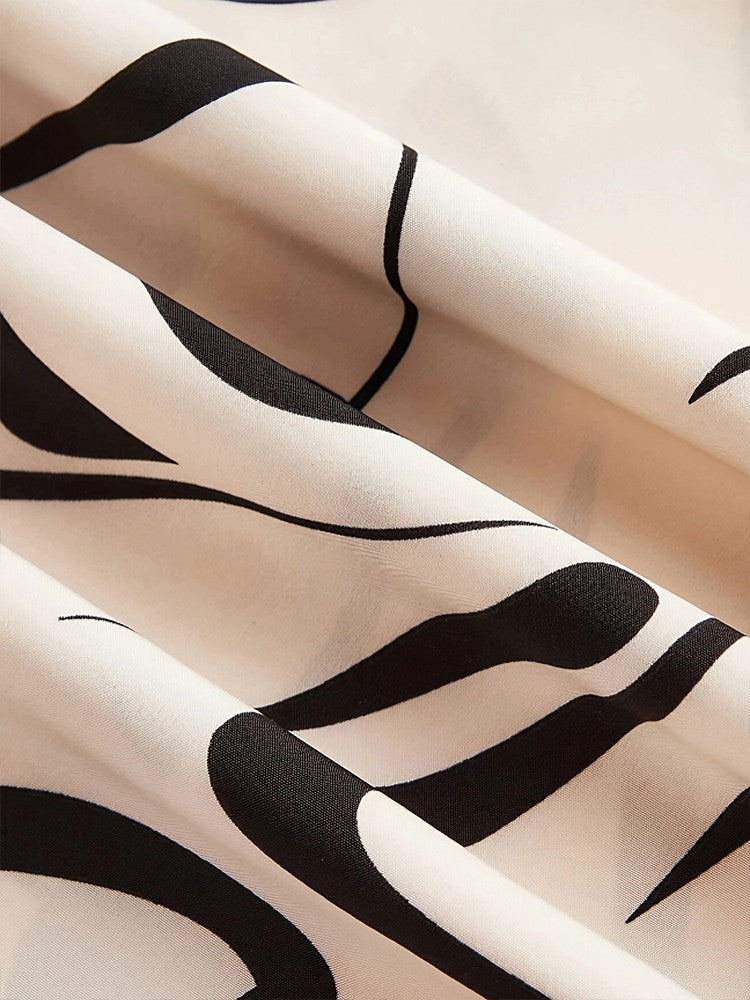 Calça Solta Estampada com Cinto