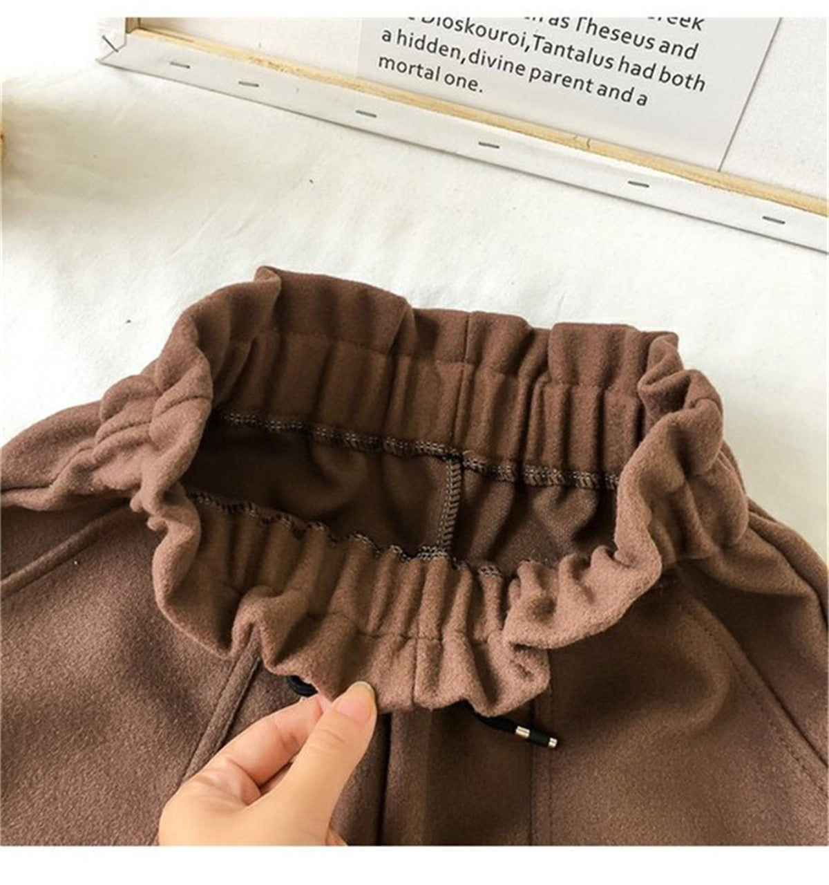 Short de lã feminino, cintura alta