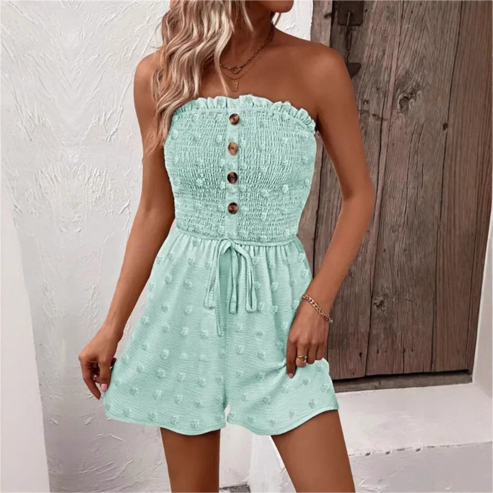 Macacão Curto Rendado Sem Costas