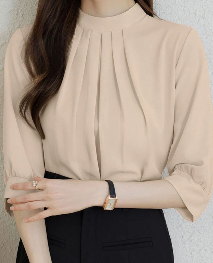 Blusa Túnica com Manga 3/4 e Gola Alta