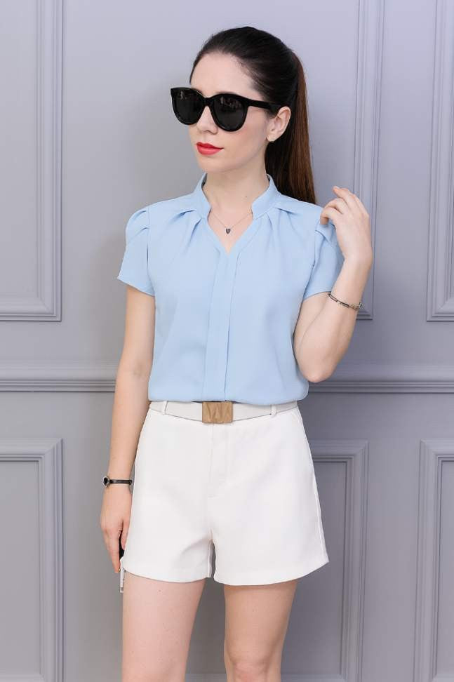 Blusa em Chiffon com Manga Curta